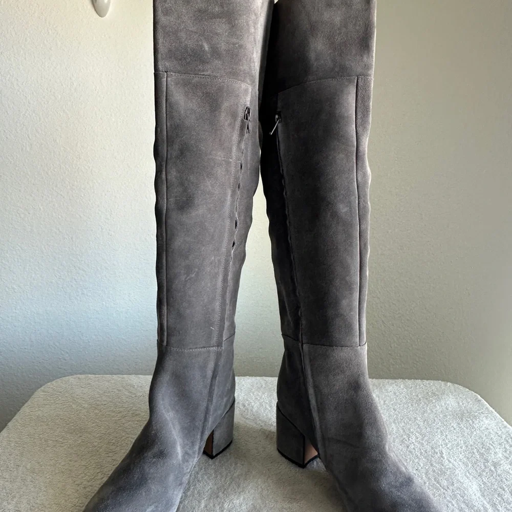 NWT Clarks Barley Ray‎ Grey Suede leather Over Knee Boot US 9